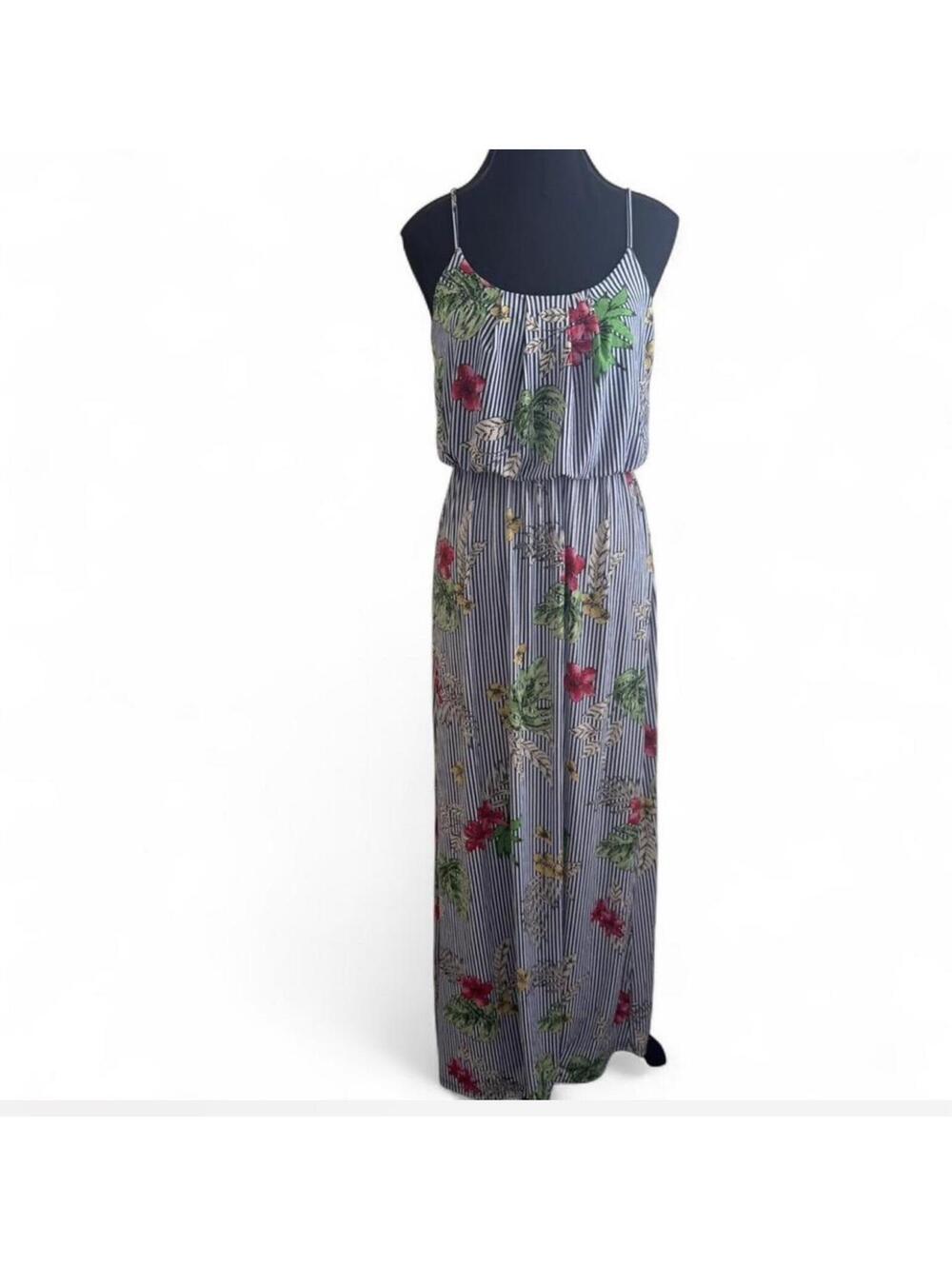 Love Ryan striped floral maxi dress size small